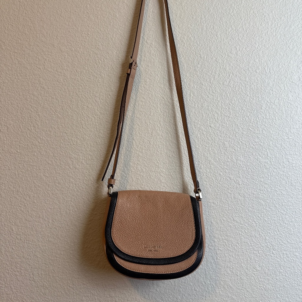 Kate Spade flap crossbody tan and black purse